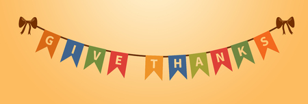 Thanksgiving bunting flags with letters. Give thanks text. Holiday decorations. design elementの写真素材