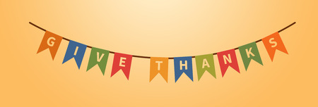 Thanksgiving bunting flags with letters. Give thanks text. Holiday decorations. design elementの写真素材