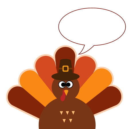 Happy Thanksgiving text Cartoon Turkey on white background Thanksgiving posterの写真素材