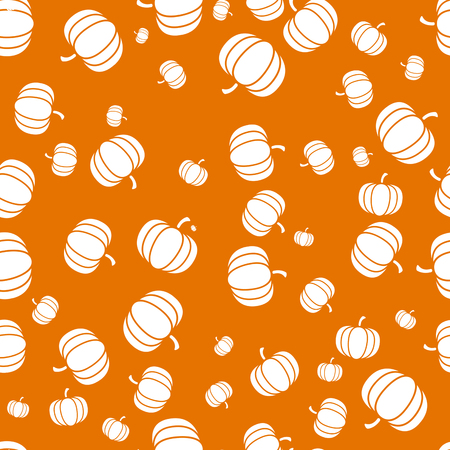 Autumnal Thanksgiving Halloween orange seamless pattern with pumpkin illustrationの写真素材