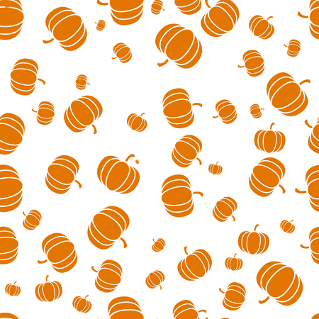 Autumnal Thanksgiving Halloween orange and white seamless pattern with pumpkin illustration.の写真素材