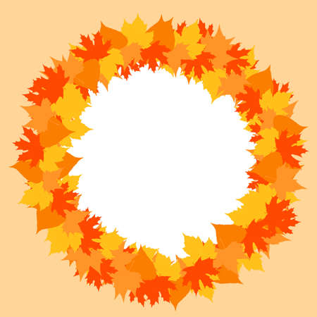 Happy Thanksgiving typography poster. Empty circle with leaves on pink background.の写真素材