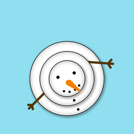 snowman looking up. christmas winter poster Merry Christmas.の写真素材