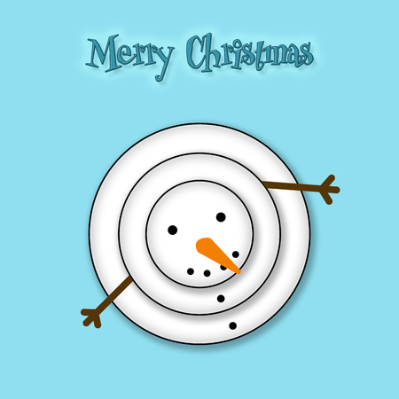 snowman looking up. christmas winter poster Merry Christmas.の写真素材