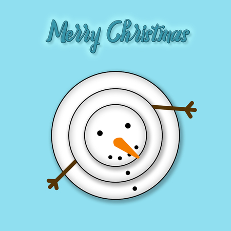 snowman looking up. christmas winter poster Merry Christmas.の写真素材