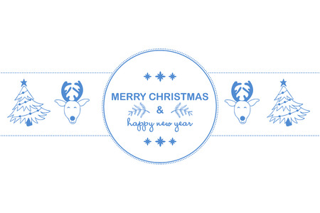 New Year 2019 background with blue figures, Christmas toys, candy, Santa, candle on white background. New Year 2019 composition. Flat lay, top view of New Year 2019 festive still life.の写真素材