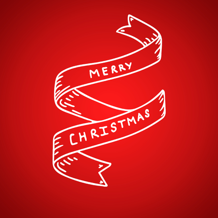 Merry Christmas and Happy New Year text on ribbon design card.Creative typography for Holiday Greeting Gift Poster..の写真素材