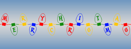 Glowing bulbs design Garlands Christmas decorations, Merry Cristmassの写真素材