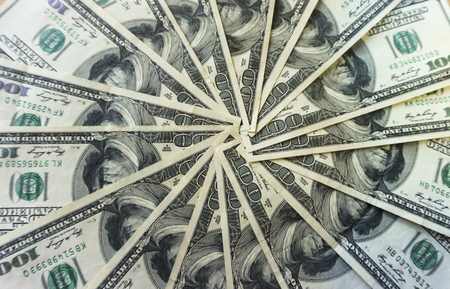 100 old dollar bills. Fan stack close upの写真素材