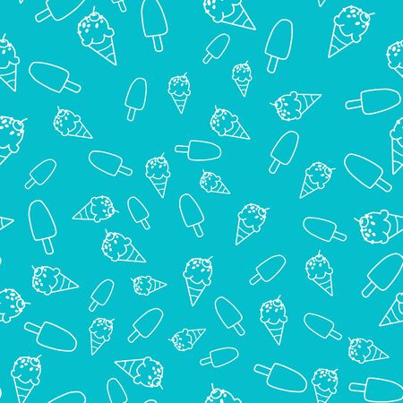 Ice cream cone seamless pattern in blue background.の写真素材