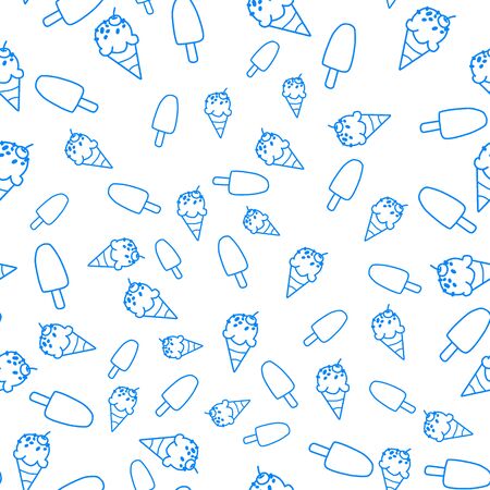 Ice cream cone seamless pattern in white background.の写真素材