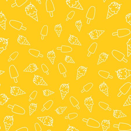Ice cream cone seamless pattern in yellow background.の写真素材