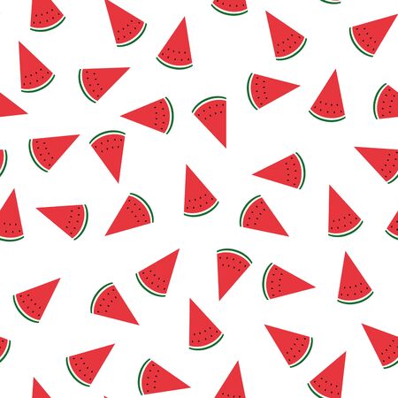 Seamless white background with watermelon slices. design for greeting card and invitation of seasonal summer holidayの写真素材