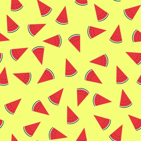 Seamless yellow background with watermelon slices. design for greeting card and invitation of seasonal summer holidayの写真素材