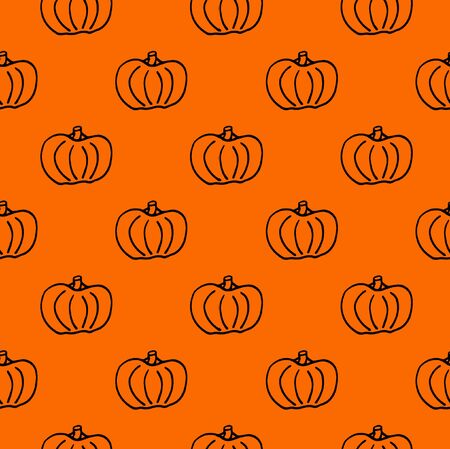 Pumpkin seamless pattern. Black pumpkin background foe Harvest festival or Thanksgiving day. Halloween orange repeating printの写真素材
