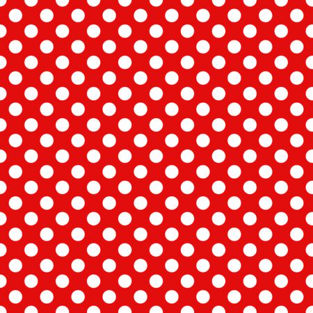 Seamless Christmas wrapping paper pattern. Festive Christmas dot pattern. White dots on red backgroundの写真素材