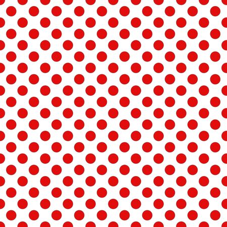 Seamless Christmas wrapping paper pattern. Festive Christmas dot pattern. Red dots on white backgroundの写真素材