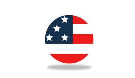 Flag of USA round icon or badge. United States circle button. American national symbolの写真素材