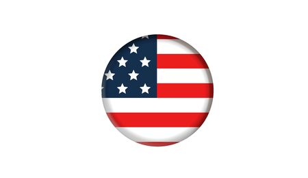 Flag of USA round icon or badge. United States circle button. American national symbolの写真素材