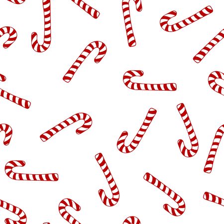 Seamless white Christmas pattern with candy cane. Happy New Year and Merry Xmas background. winter holidays print for textile, fabric, wallpaperの写真素材