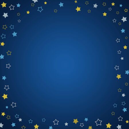 square frame with colorfull stars on the blue gradient background, confetti.の写真素材