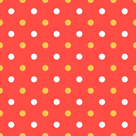 Seamless pattern, red texture or background with orange and white polka dots on red background for web design, desktop wallpaper, winter blog, website or invitation cardの写真素材