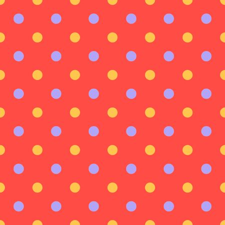 Seamless pattern, red texture or background with orange and blue polka dots on red background for web design, desktop wallpaper, winter blog, website or invitation cardの写真素材