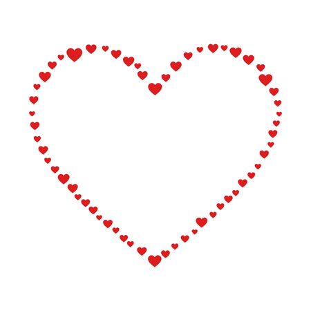 Heart frame with red confetti hearts. Valentine's, wedding card. Loveの写真素材
