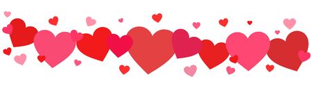 Festive heart banner design. Red, pink hearts on wwhite backgrround. St. Valentine's day decoration.の写真素材
