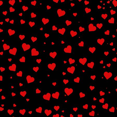 seamless pattern from red hearts on a black background. Valentine's dayの写真素材