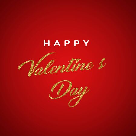 happy valentines day handwritten lettering holiday design to greeting card, poster, congratulate, calligraphy golden text.の写真素材