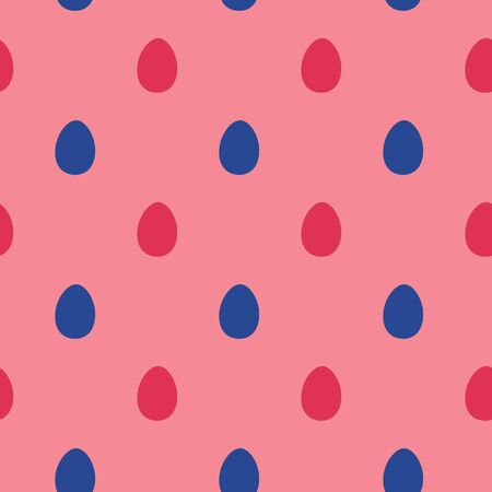 Simple colorful Easter seamless pattern on pink background. Various painted stylized tiny blue and pink eggs regular texture. Flat design Easter, spring background.. Multic Soft pastel colors.の写真素材