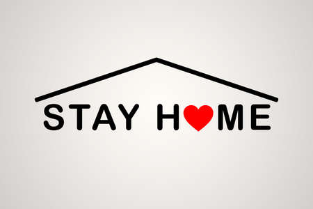 Stay at Home icon. Staying at home during a pandemic print. Home Quarantine illustrationの写真素材