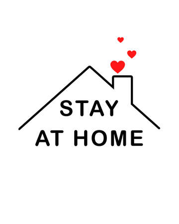 Stay at Home icon. Staying at home during a pandemic print. Home Quarantine illustrationの写真素材