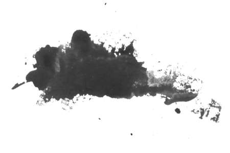 Gray black isolated watercolor hand drawn paper texture stain on white background for text design, web, label. Abstract aquarelle dark color paint striped element for card, backdrop, tagの写真素材