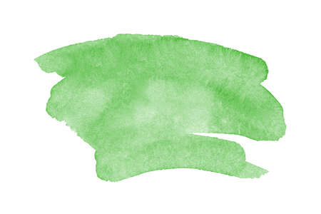 Abstract green watercolor hand paint texture, isolated on white background, watercolor textured backdrop, watercolor drop, tracedの写真素材