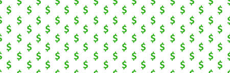 Dollar sign seamless pattern. Wrapping background with repeating USA currency symbols green color on white background. Can be used for wab site, ad, poster, bannerの写真素材