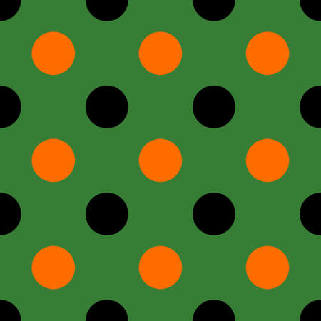 Autumn seamless polka patterns. Endless texture for wallpaper, background, wrapping. halloween and thanksgiving ornament. Orange, green, black colors.の写真素材