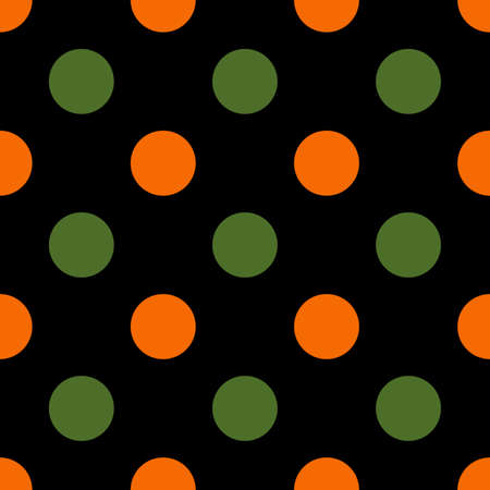 Autumn seamless polka patterns. Endless texture for wallpaper, background, wrapping. halloween and thanksgiving ornament. Orange, green, black colors.の写真素材