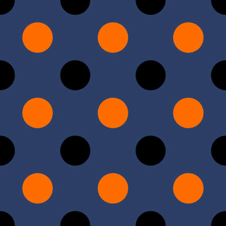 Autumn seamless polka patterns. Endless texture for wallpaper, background, wrapping. halloween and thanksgiving ornament. Orange, blue, black colors.の写真素材
