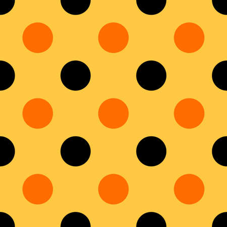 Autumn seamless polka patterns. Endless texture for wallpaper, background, wrapping. halloween and thanksgiving ornament. Orange, black colors.の写真素材
