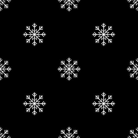 Snowflake seamless pattern. Snow on black background. Abstract wallpaper, wrapping decoration. Merry Christmas holiday, Happy New Year celebrationの写真素材