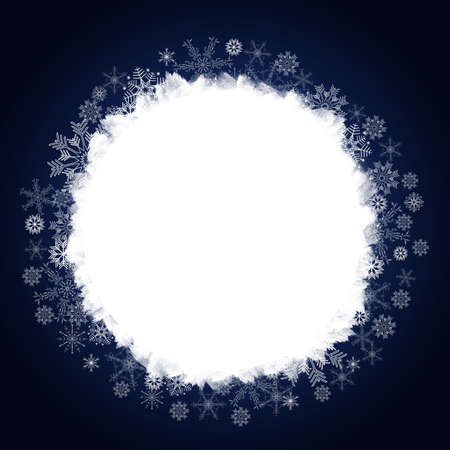 Christmas ball made from snowflakes with empty place for text. Christmas and New Year blue gradient background.の写真素材