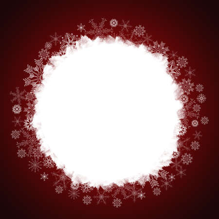 Christmas ball made from snowflakes with empty place for text. Christmas and New Year red gradient background.の写真素材
