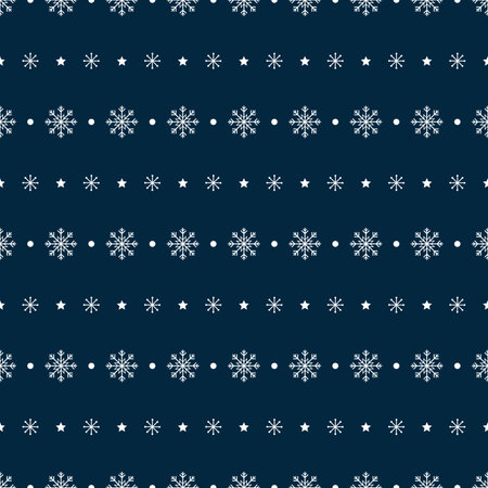 Snowflake and star seamless pattern. Snow on blue background. Abstract wallpaper, wrapping decoration. Merry Christmas holiday, Happy New Year.の写真素材