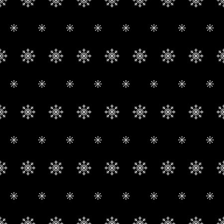Snowflake seamless pattern. Snow on black background. Abstract wallpaper, wrapping decoration. Merry Christmas holiday, Happy New Year celebrationの写真素材