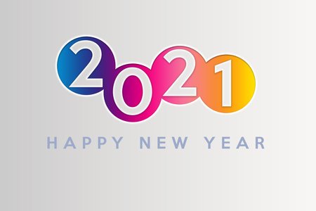 2021 New Year card with Happy New Year text on white gradientの写真素材