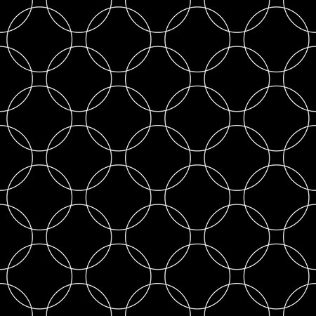 Seamless abstract intersecting and repeating modern colorful circles. Black and white.の写真素材