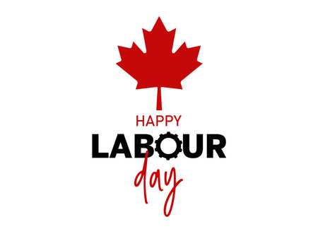 Happy Labor Day calligraphy hand lettering on white background. Holiday in Canada typography poster.の写真素材