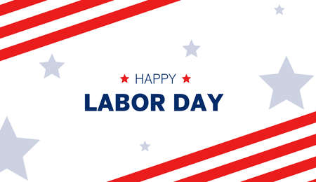 USA Labor Day greeting card with American Flag Border and Stars in United States national flag colors and text Happy Labor Day.の写真素材